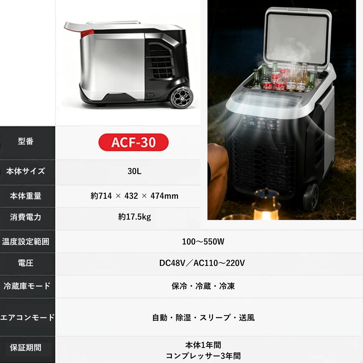 Peir クールデュオ（30L・冷蔵庫・エアコン一体型）