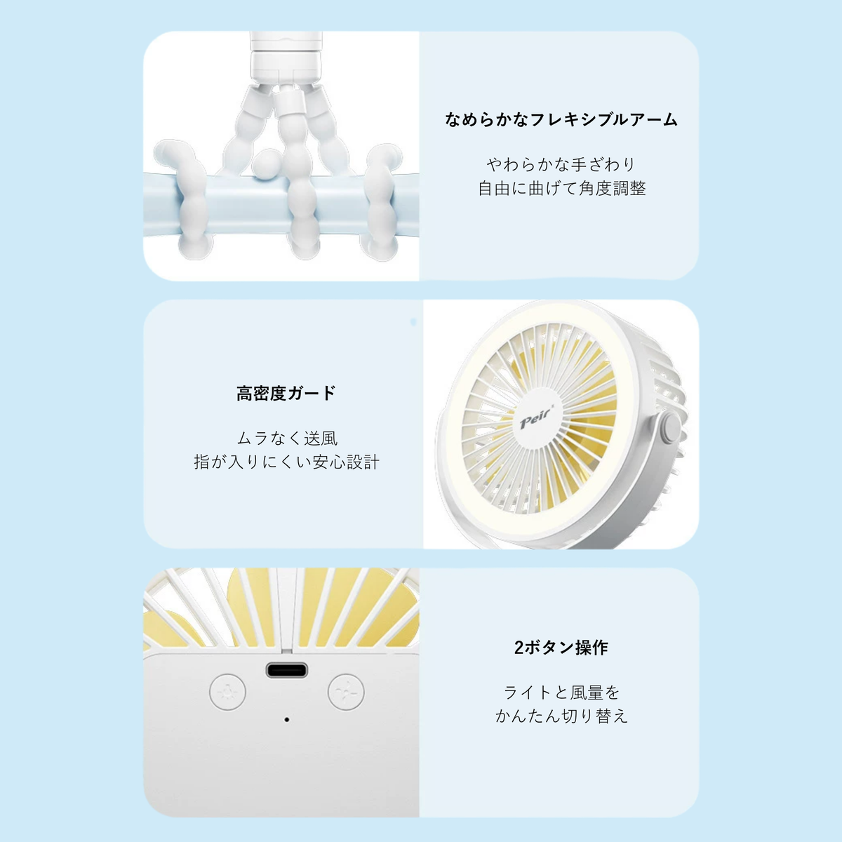 Peir オクタファン｜LEDライト付きマルチファン
